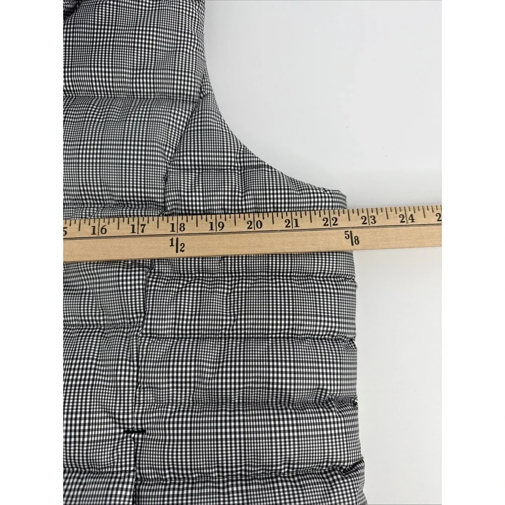Lands End Vest Women L Down‎ Puffer 600 Fill Water Resistant Black Check Outdoor